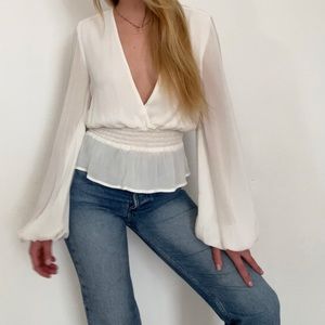 Reformation Farrow Top in Ivory